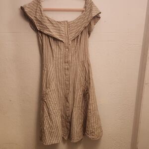 Saks Linen Off The Shoulder Mini Dress